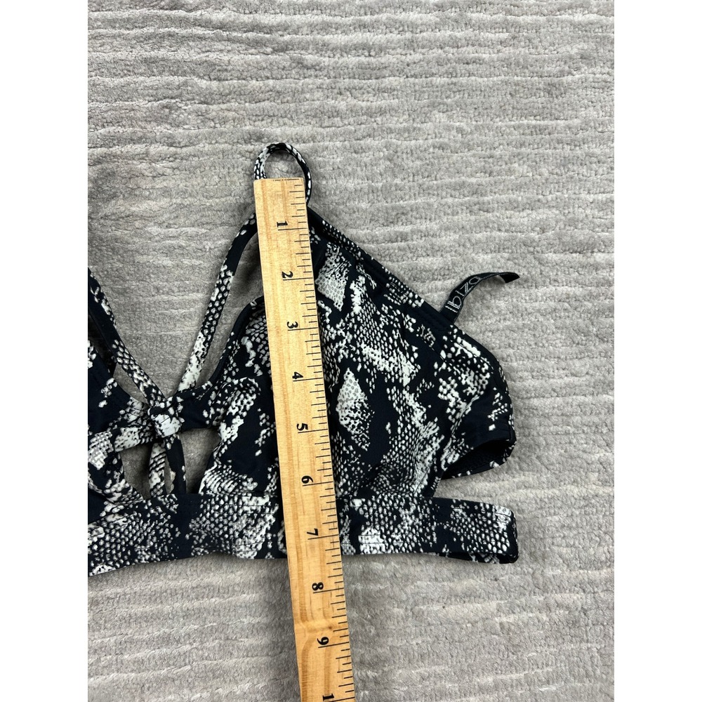 Ibiza Swimwear Bikini Top Womens Small Black White Snakeskin Strappy Caged Print - Picture 7 of 8